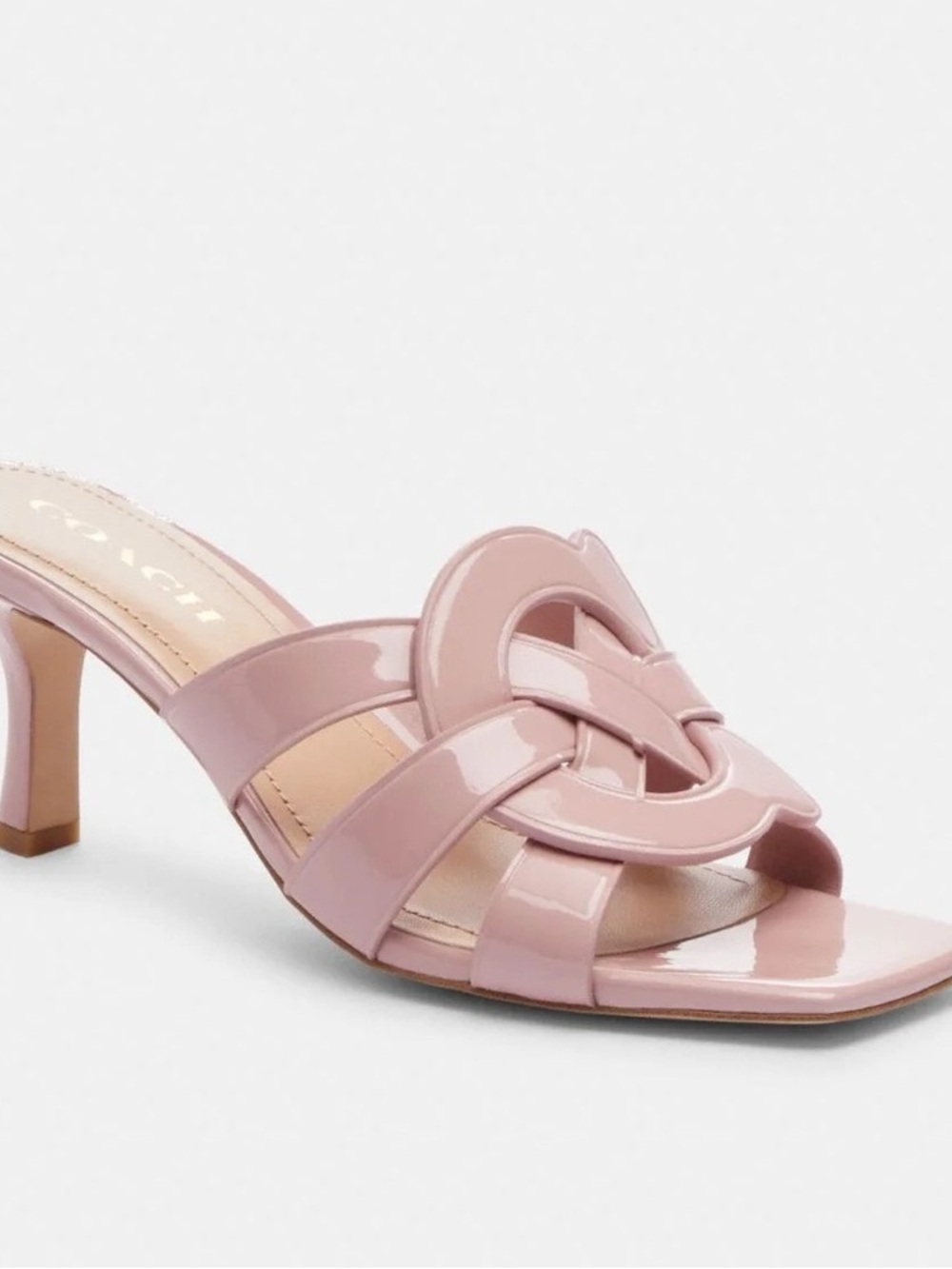 Coach Tillie 65 mm patent leather Rose Pink sandals - Picture 1 of 10